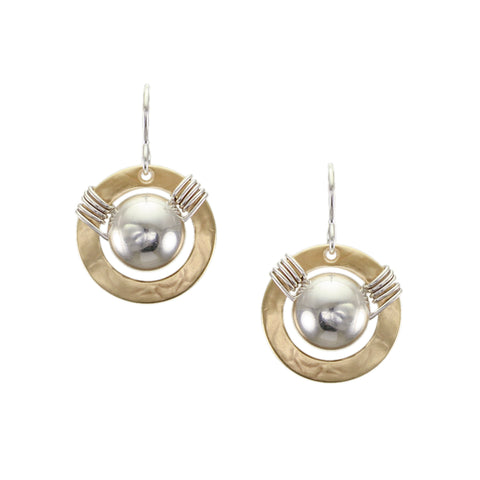 Wide Ring with Large Bead and Wire Wrapping Wire Earring