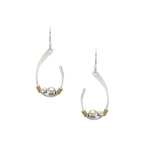 Small Oval Ring with Beads and Wire Wrapping Wire Earring