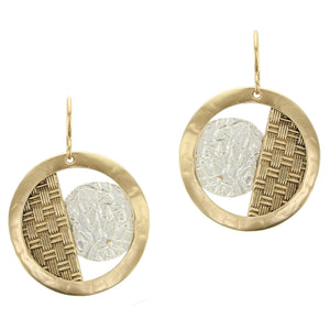 Frame with Crinkle Disc and Basketweave Semi Circle Wire Earring