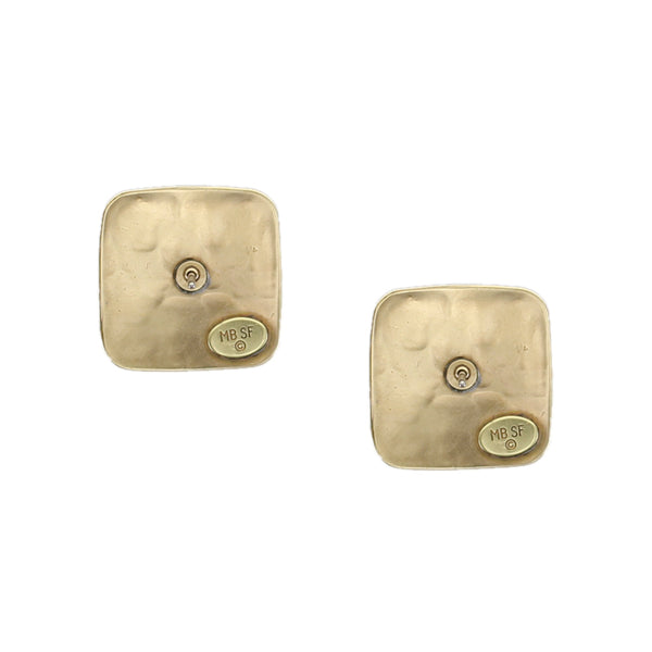 Medium Dished Disc with Domed Rounded Square Clip or Post Earring