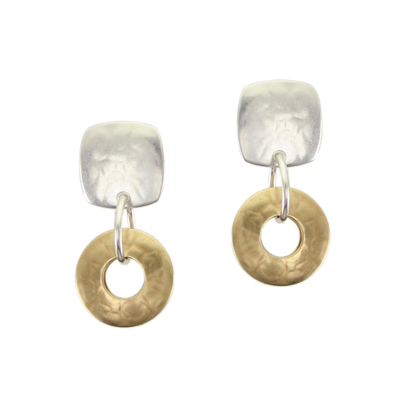 Rounded Square with Donut Post Earring