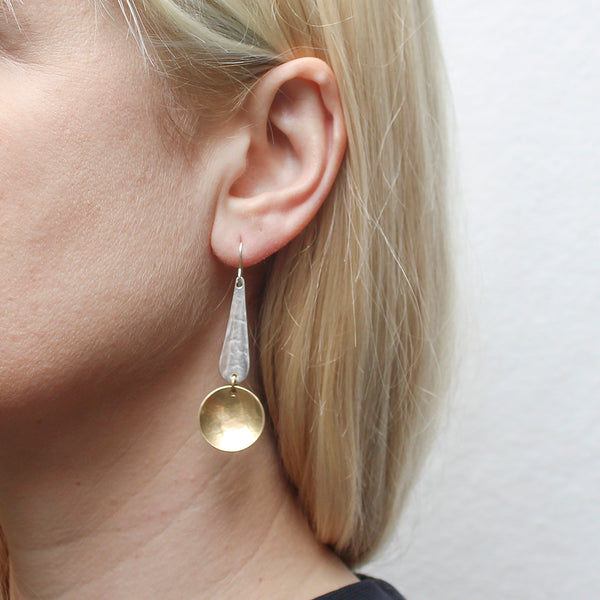 Long Teardrop with Dished Disc Wire Earring