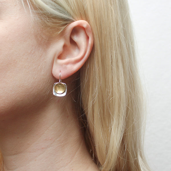 Small Dished Square and Disc Wire Earring
