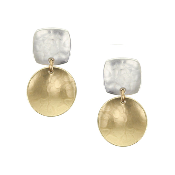 Rounded Square with Dished Disc Post Earring