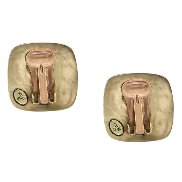 Large Rounded Square with Layered Wide Rings Clip or Post Earring