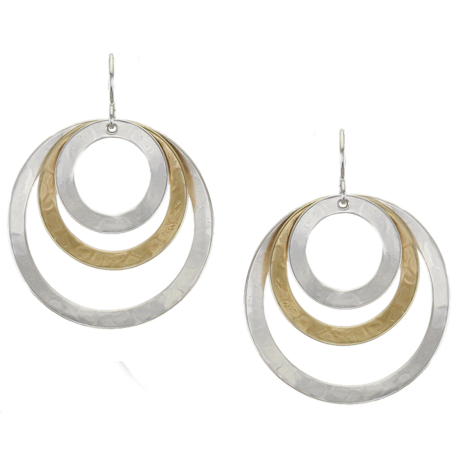Large Layered and Tiered Wide Rings Wire Earring