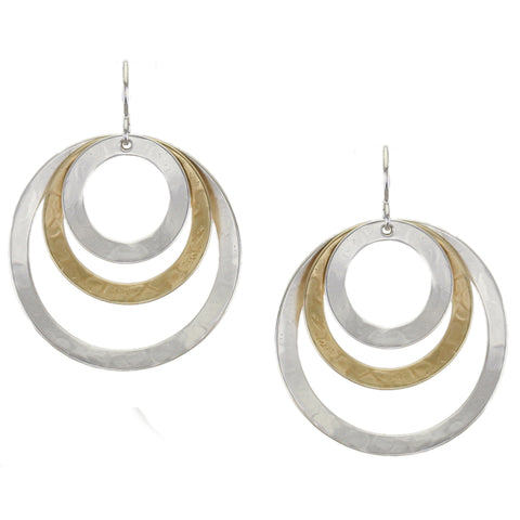 Large Layered and Tiered Wide Rings Wire Earring