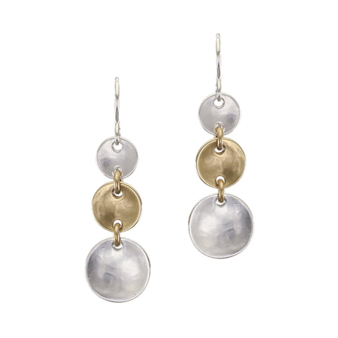 Three Tiered Dished Discs Wire Earring
