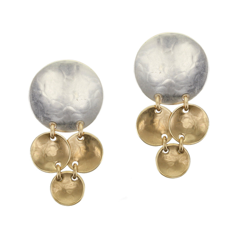 Disc with Linked and Dished Discs Clip or Post Earring