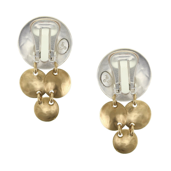 Disc with Linked and Dished Discs Clip or Post Earring