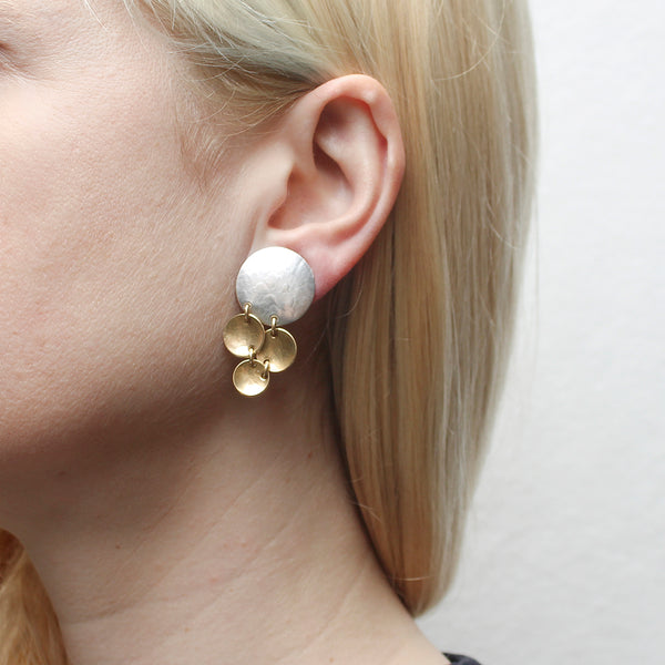 Disc with Linked and Dished Discs Clip or Post Earring