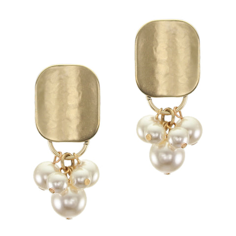 Dished Oval with Pearl Cluster Clip or Post Earring