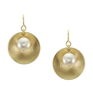 Large Disc with Pearl Wire Earring