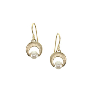 Small Crescent and Pearl Wire Earring