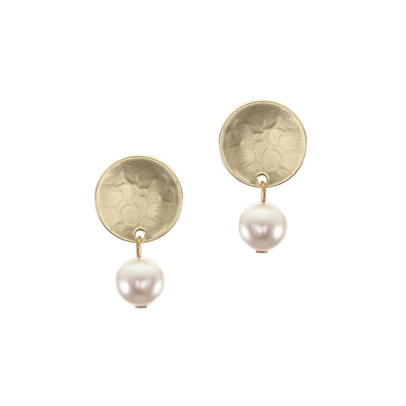 Disc with Hanging Pearl Post Earring