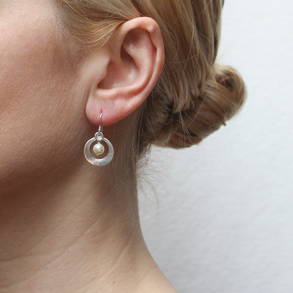 Extra Small Cutout Disc and Pearl Wire Earring