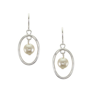 Small Oval Ring and Pearl Wire Earring