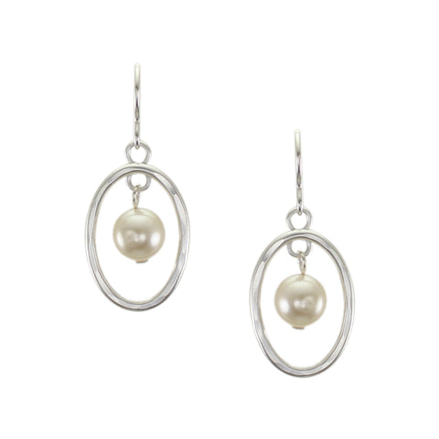 Small Oval Ring and Pearl Wire Earring