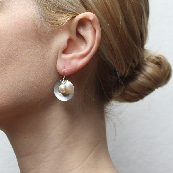 Small Disc with Pearl Wire Earring