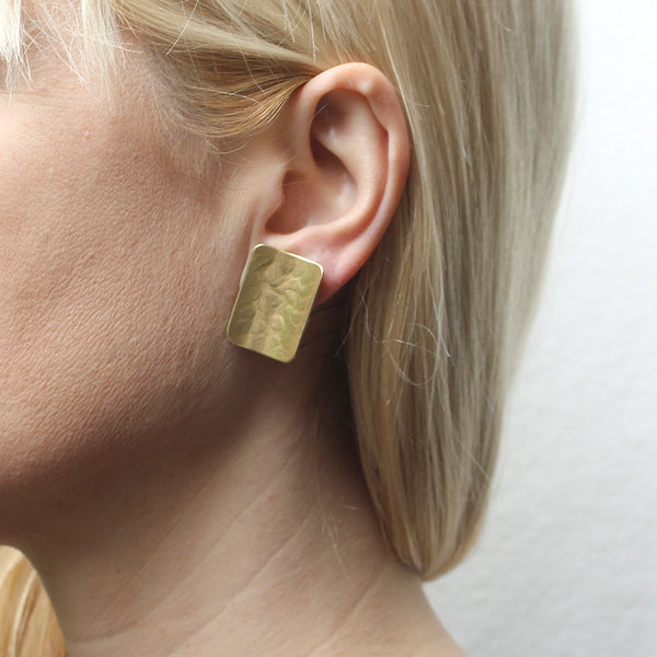 Medium Rounded Rectangle Clip or Post Earrings