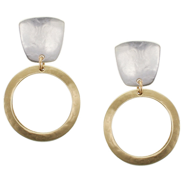 Tapered Square with Back to Back Hoop Clip or Post Earrings