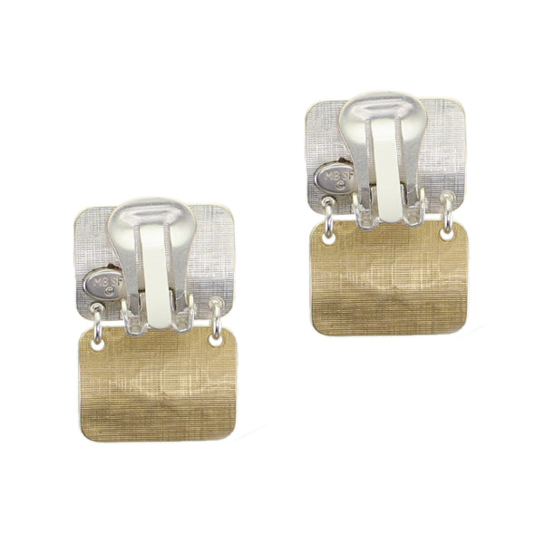 Hinged Rounded Rectangles Clip or Post Earrings