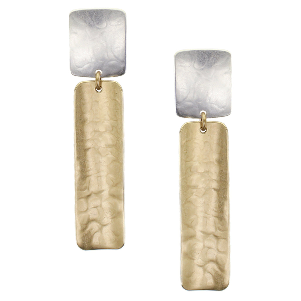 Large Linked Rounded Rectangles Clip or Post Earrings