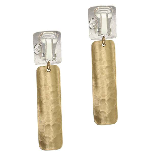 Large Linked Rounded Rectangles Clip or Post Earrings