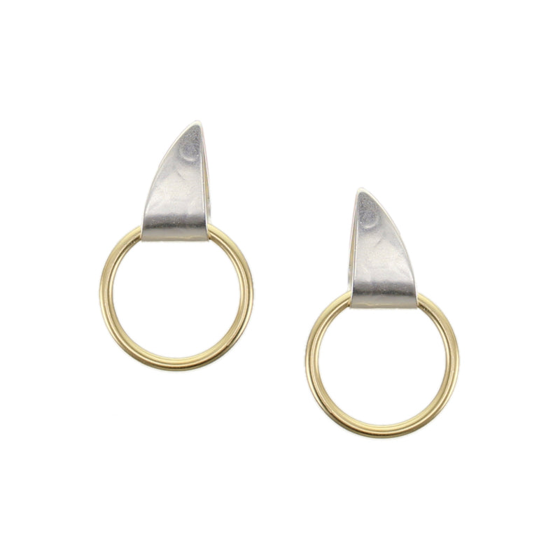 Small Triangular Loop with Ring Post Earrings