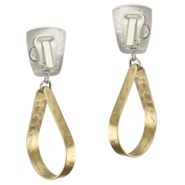 Tapered Rectangle with Teardrop Hoop Clip or Post Earrings