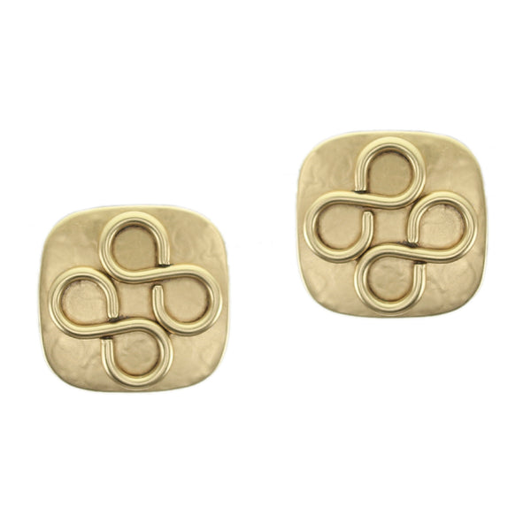 Large Rounded Square with Double Infinity Clip or Post Earrings