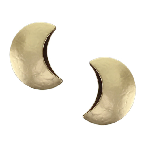 Large 3D Crescent Clip or Post Earrings