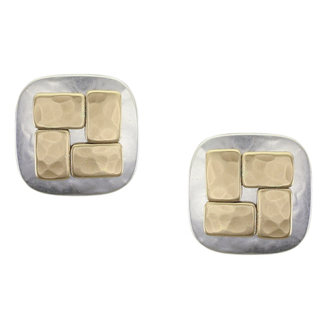 Tiled Rounded Square Clip or Post Earrings