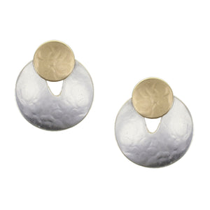 Crescent with Layered Disc Clip or Post Earrings