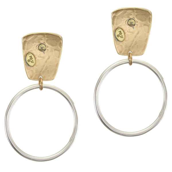 Tapered Rectangle with Large Hoop Clip or Post Earrings