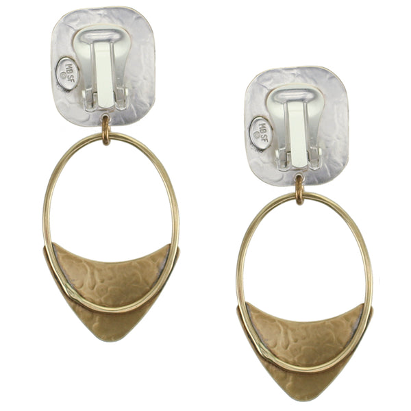 Rounded Rectangle with Fin and Hoop Clip or Post Earrings
