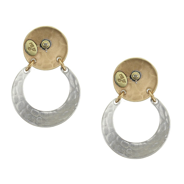Disc with Hinged Crescent Clip or Post Earrings