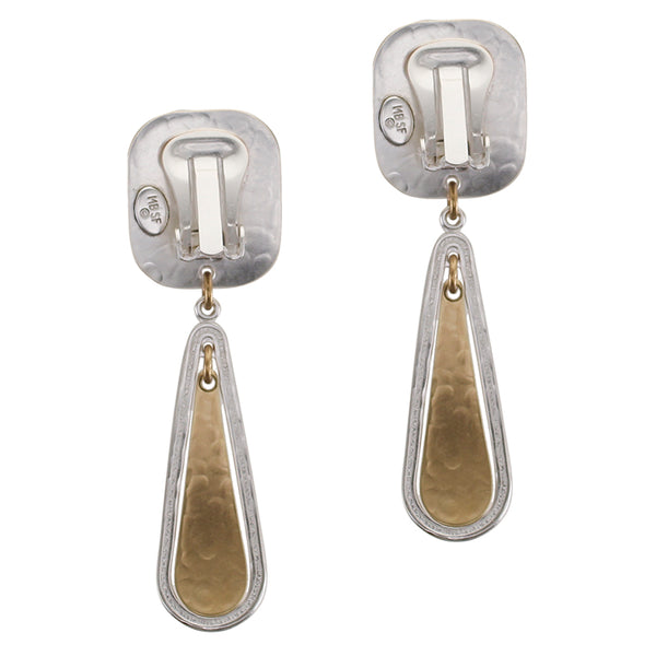 Rounded Rectangle with Teardrop Frame Clip or Post Earrings