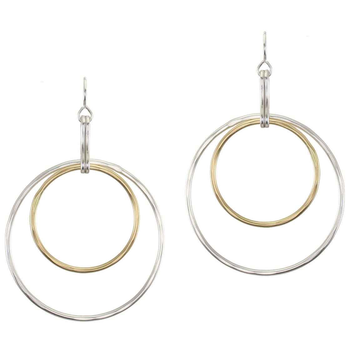 Large Hammered Rings Wire Earrings