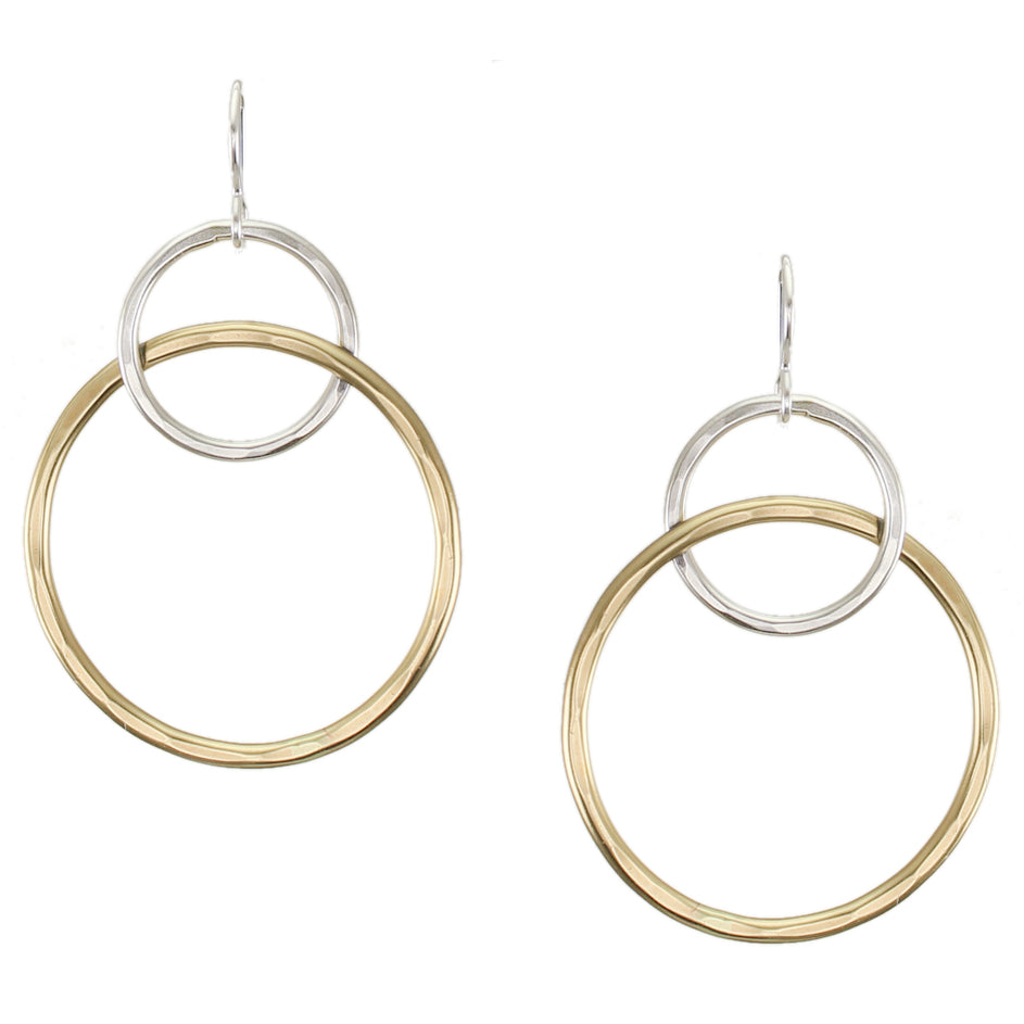 Large Intertwined Hammered Rings Wire Earrings