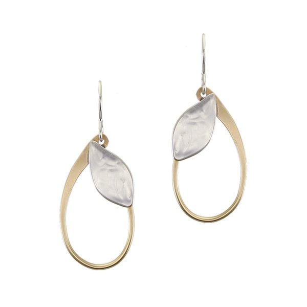 Leaf with Oval Ring Wire Earrings