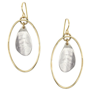 Medium Organic Leaf with Oval Ring Wire Earrings