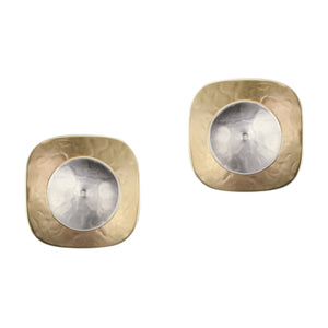 Rounded Square with Cymbal Clip or Post Earrings