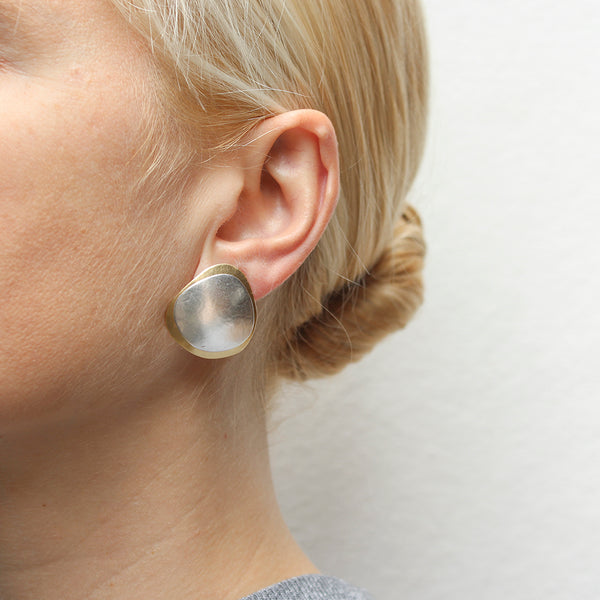 Large Layered Organic Discs Clip or Post Earrings