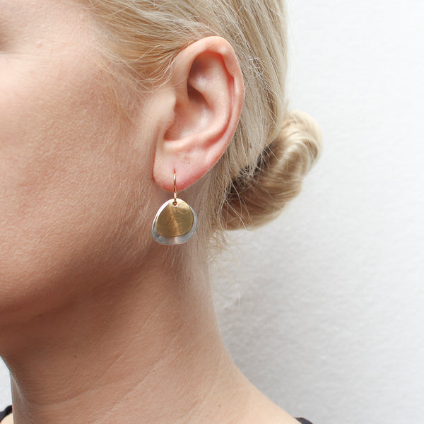 Small Layered Organic Discs Wire Earrings