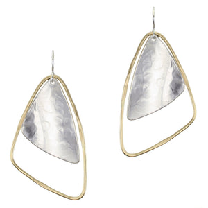 Rounded Triangles with Triangular Rings Wire Earrings