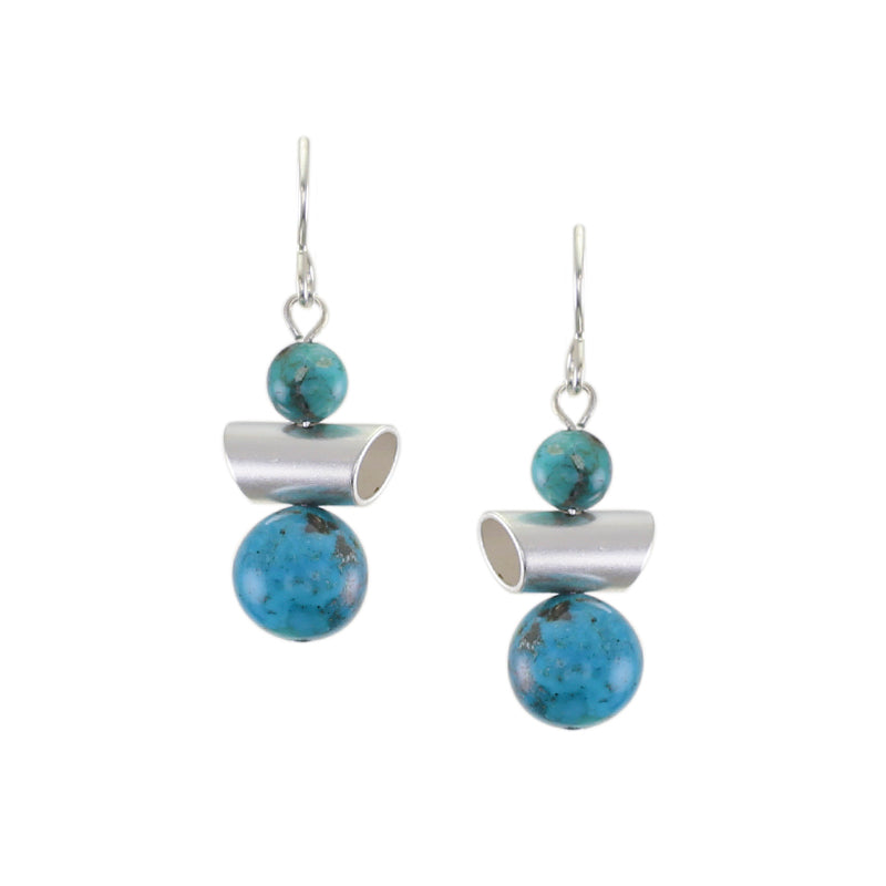 Turquoise Beads with Tube Wire Earrings