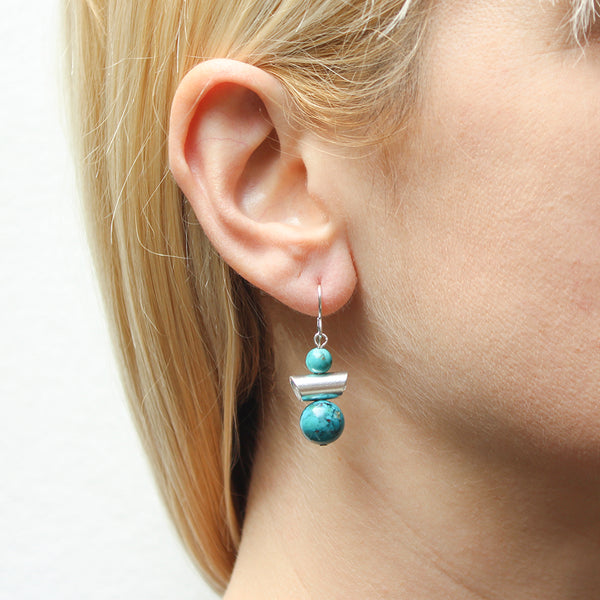 Turquoise Beads with Tube Wire Earrings