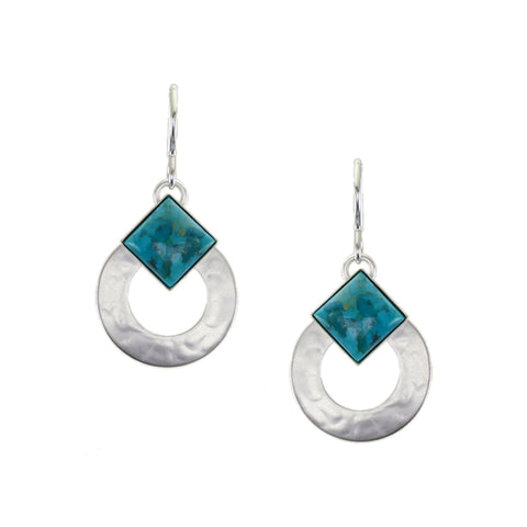 Medium Wide Ring with Turquoise Gem Wire Earrings