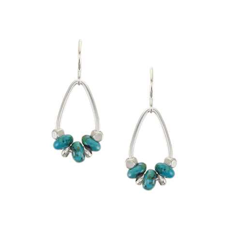 Teardrop Ring with Turquoise Beads Wire Earrings